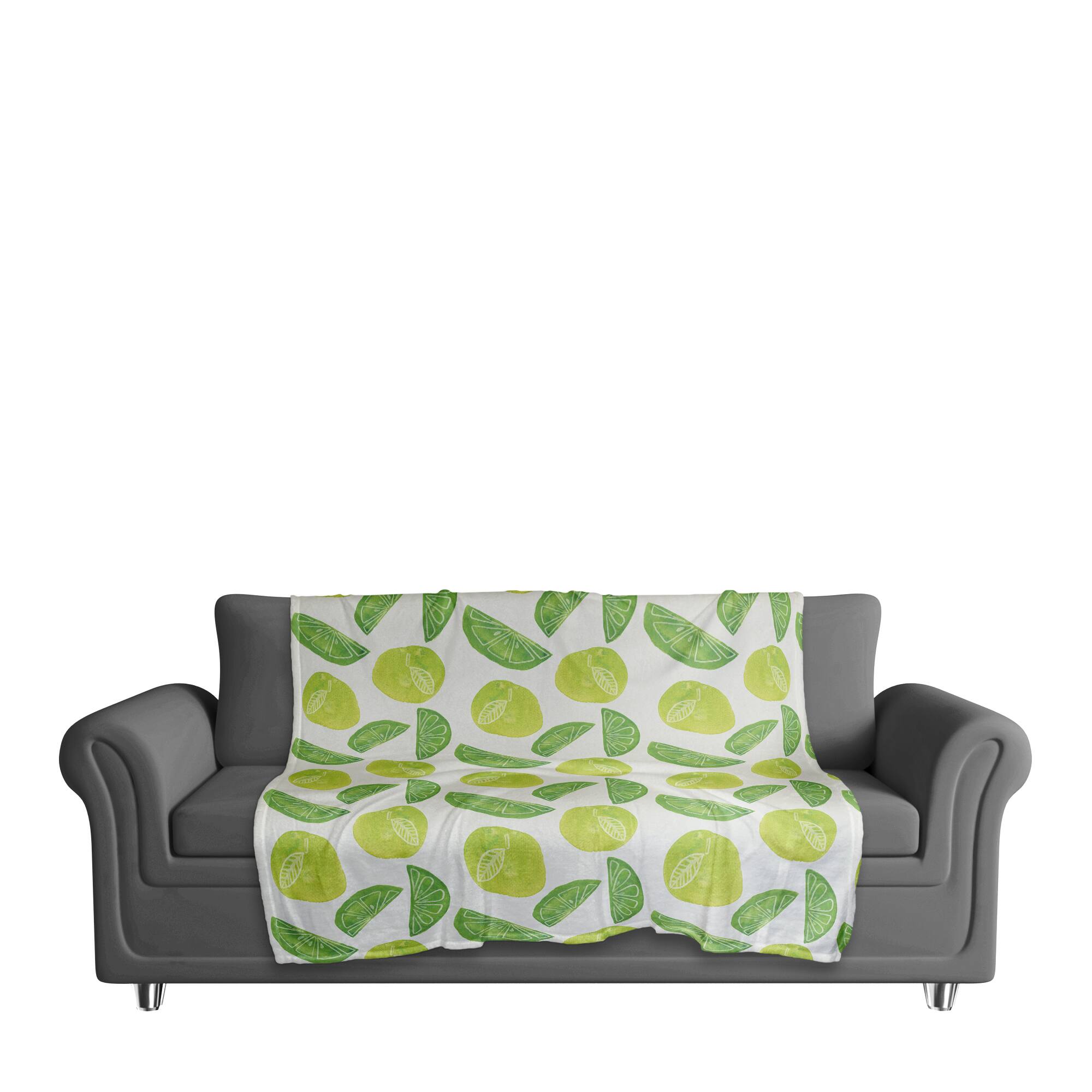 Lime Citrus Pattern 50" x 60" Coral Fleece Blanket